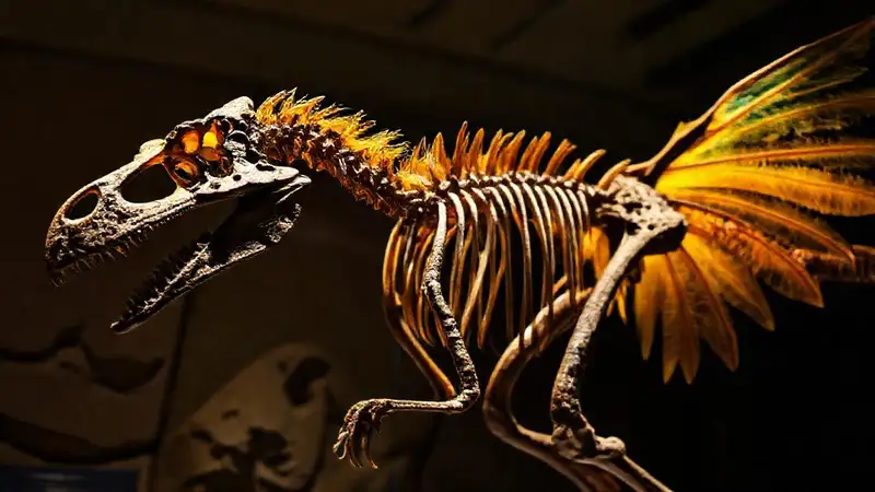 Heres the concise sentence:“Archaeopteryx skeleton showcases ancient