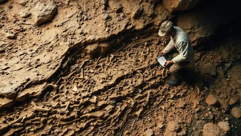 Paleontologists reveal ancient riverbed bones