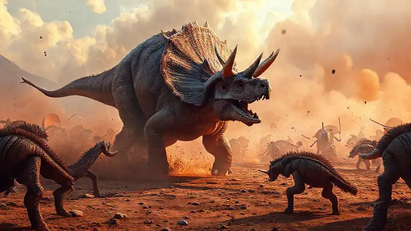 Here’s a concise option:“Triceratops battled in prehistoric