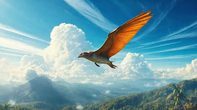 Heres the concise sentence:Pterodactyl rode thermal currents in prehistoric skies