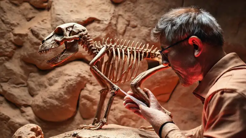 Paleontologist studies ancient bone structure softly