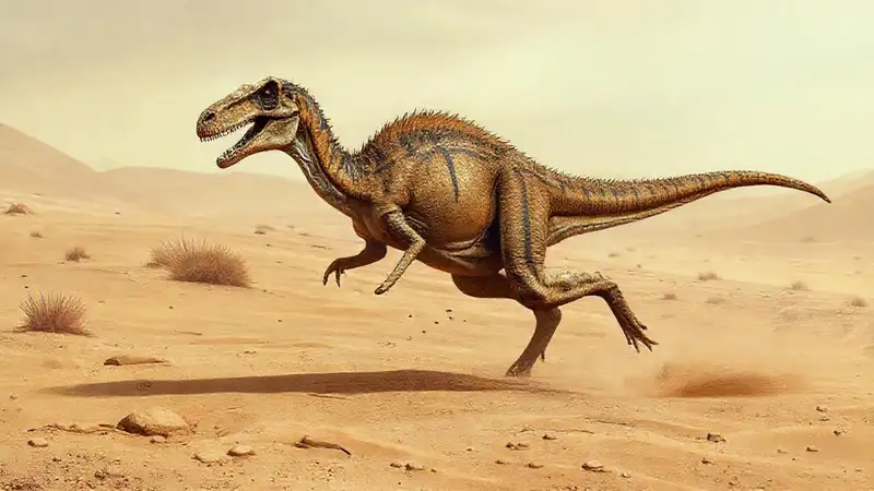 Heres a concise single-sentence response:Fossilized theropod shows dynamic desert running