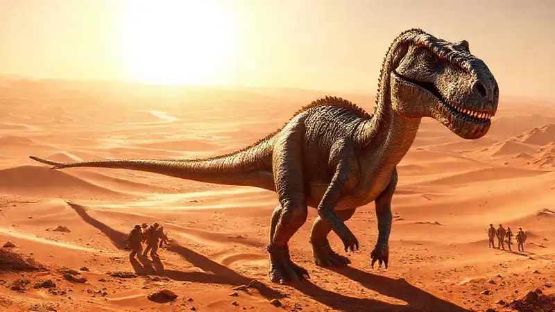 Paleontologists study a desert dinosaur’s remains