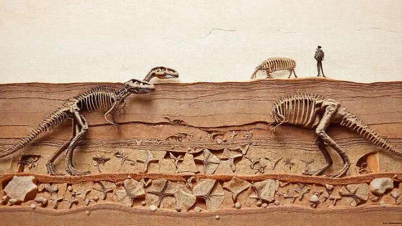 Paleontologists reveal layered Edmontosaurus fossils