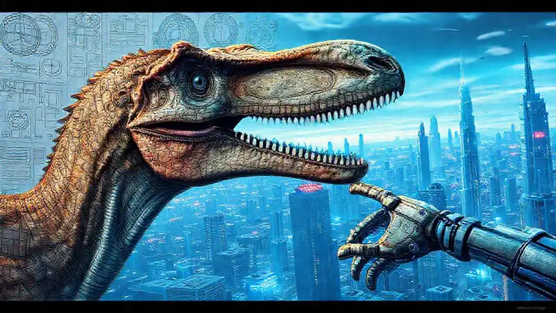 Heres a concise one-sentence response:Robotic arms visualize a colossal dinosaur’s neck