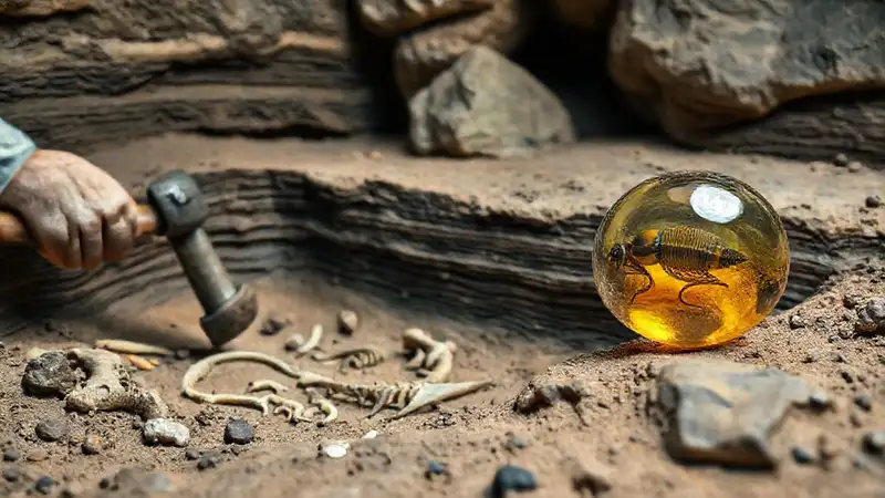 Paleontologists uncover ancient fossils through careful excavation
