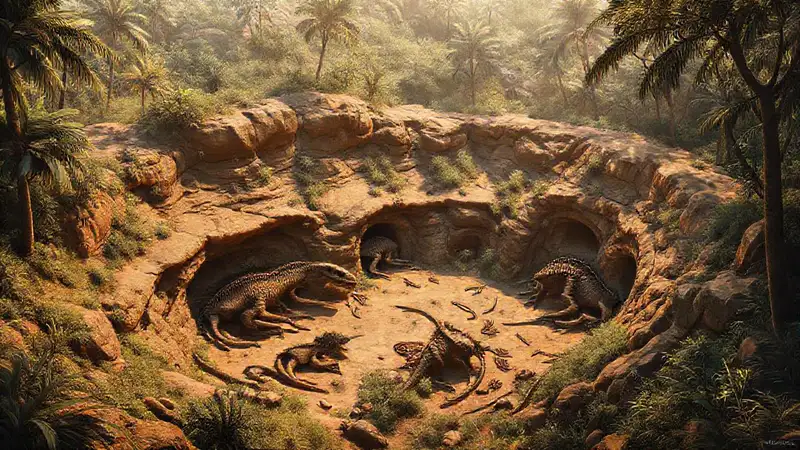 Here’s the concise sentence:Fossil nests reveal ancient, complex territories