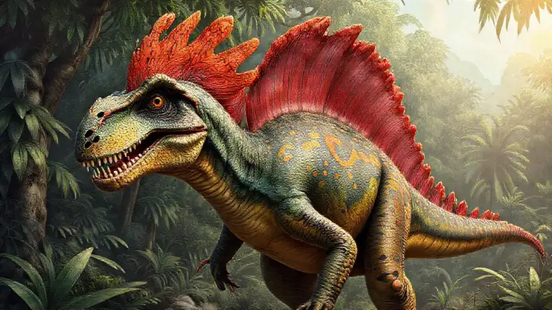 Heres the concise sentence:“A vibrant dinosaur illustration captures detail.”
