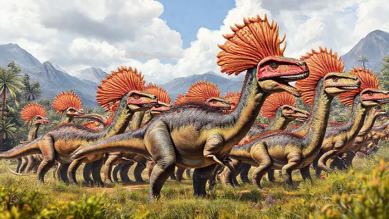 Heres a single-sentence response:Lambeosaurus herds exhibited vibrant crest displays