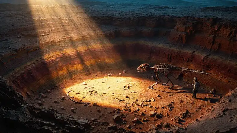 Paleontologists unearthed a captivating dinosaur skeleton