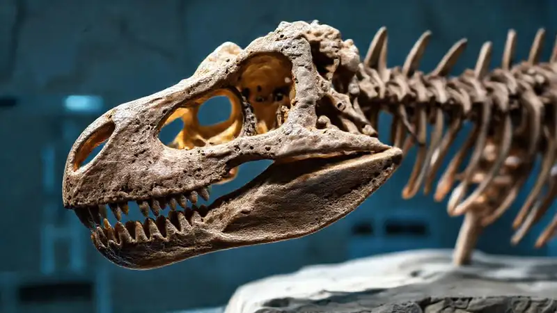 Heres a concise single-sentence response:“A realistic dinosaur skull reveals research.”