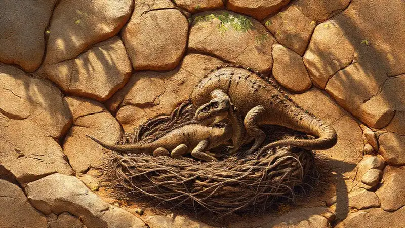 Here’s the concise sentence:Fossil nest reveals ancient dinosaur nurture