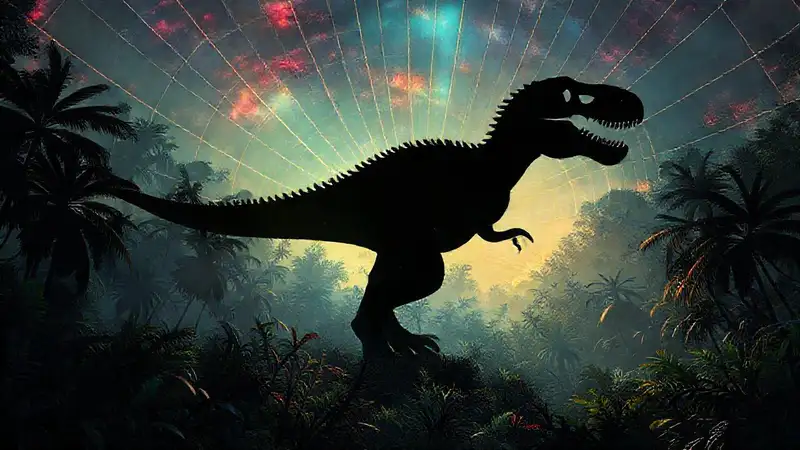 Heres the concise sentence:A paleoartist depicts a vibrant dinosaur scene