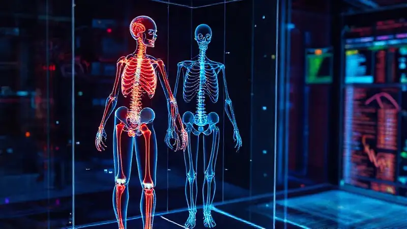 Here’s the single-sentence response:A holographic scan visualizes human anatomy