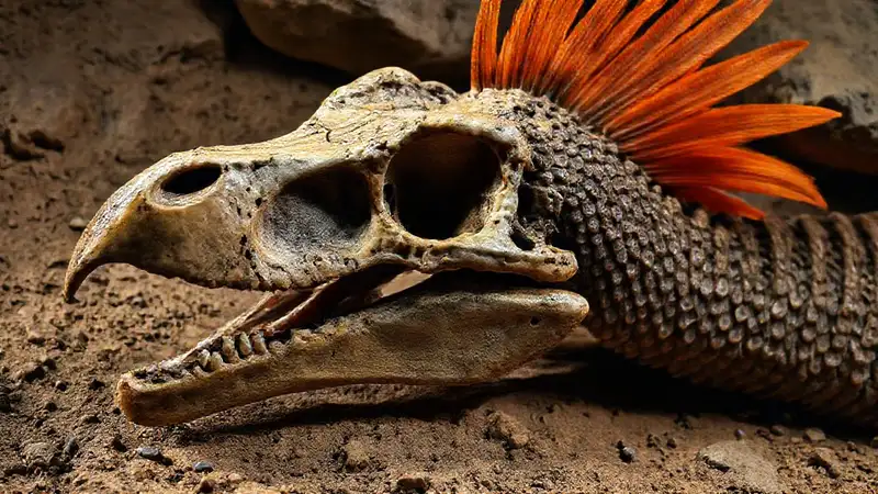 Paleontologists unearthed a feathered ancient bird