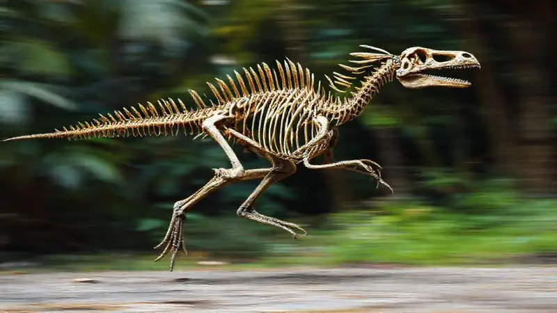 Heres the response:Ornithomimus ran through a vibrant jungle